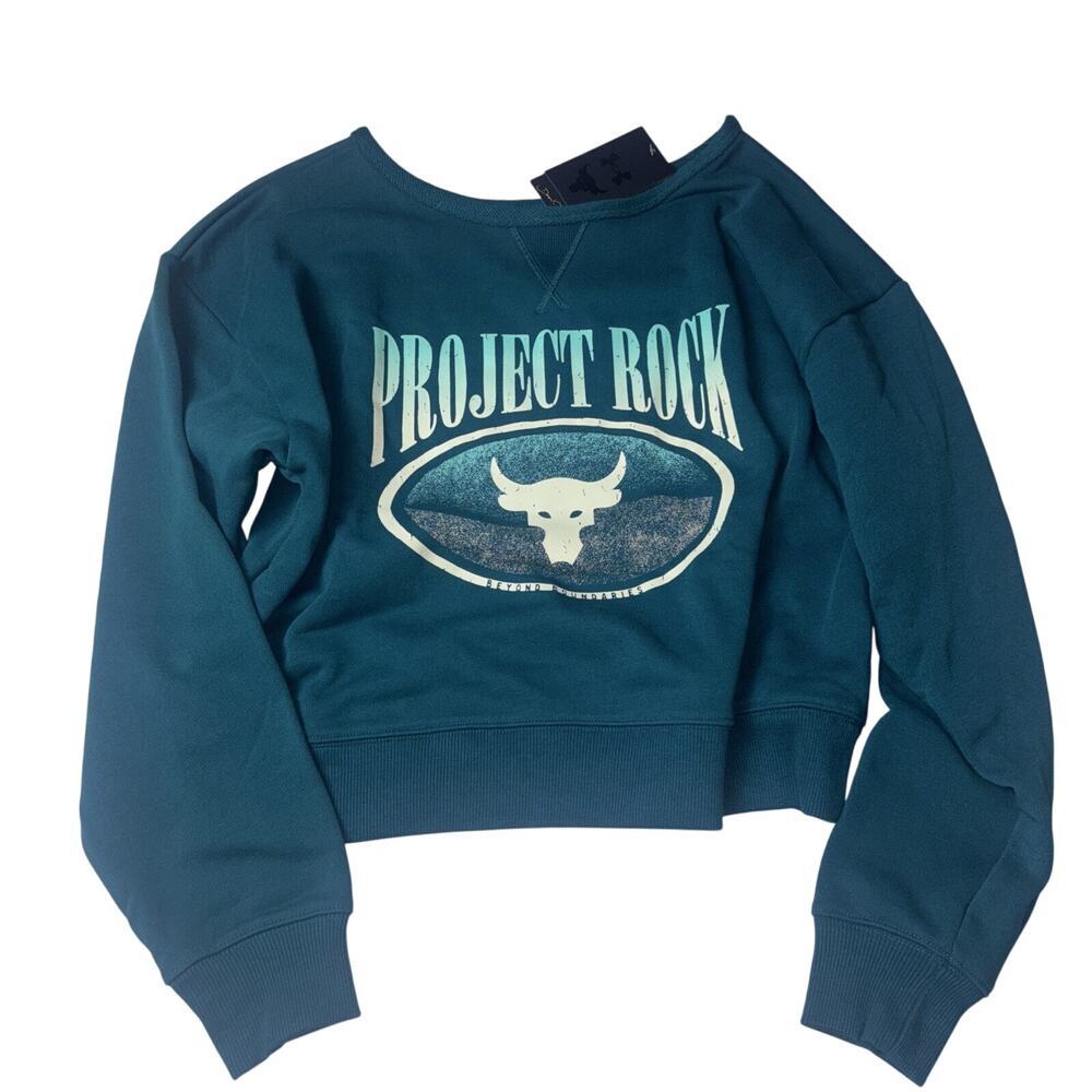 Under Armour Project Rock Terry Sweatshirt Oversized Loose Women’s Sz S